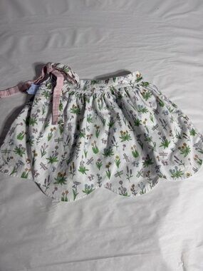 Bella Bliss reversible Floral Scalloped  Skirt with Pink Tie